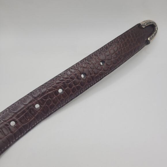 Brighton Belt Med Brown Leather Western Croc Embossed Cowgirl Rodeo Filigree USA main image 10